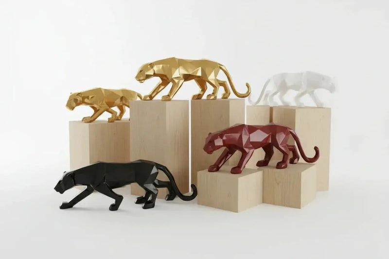 Geometric Panther Statue Small Faceted Decor for Modern Homes by House Of Avana