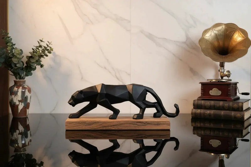 Geometric Panther Statue Small Faceted Decor for Modern Homes by House Of Avana