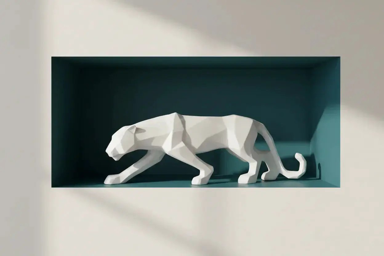 Geometric Panther Statue Small Faceted Decor for Modern Homes by House Of Avana