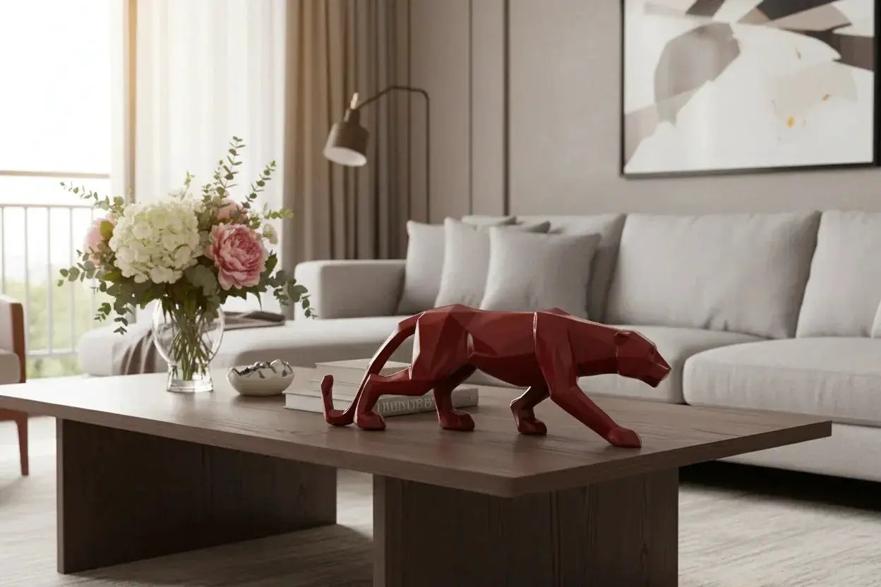 Geometric Panther Statue Small Faceted Decor for Modern Homes by House Of Avana