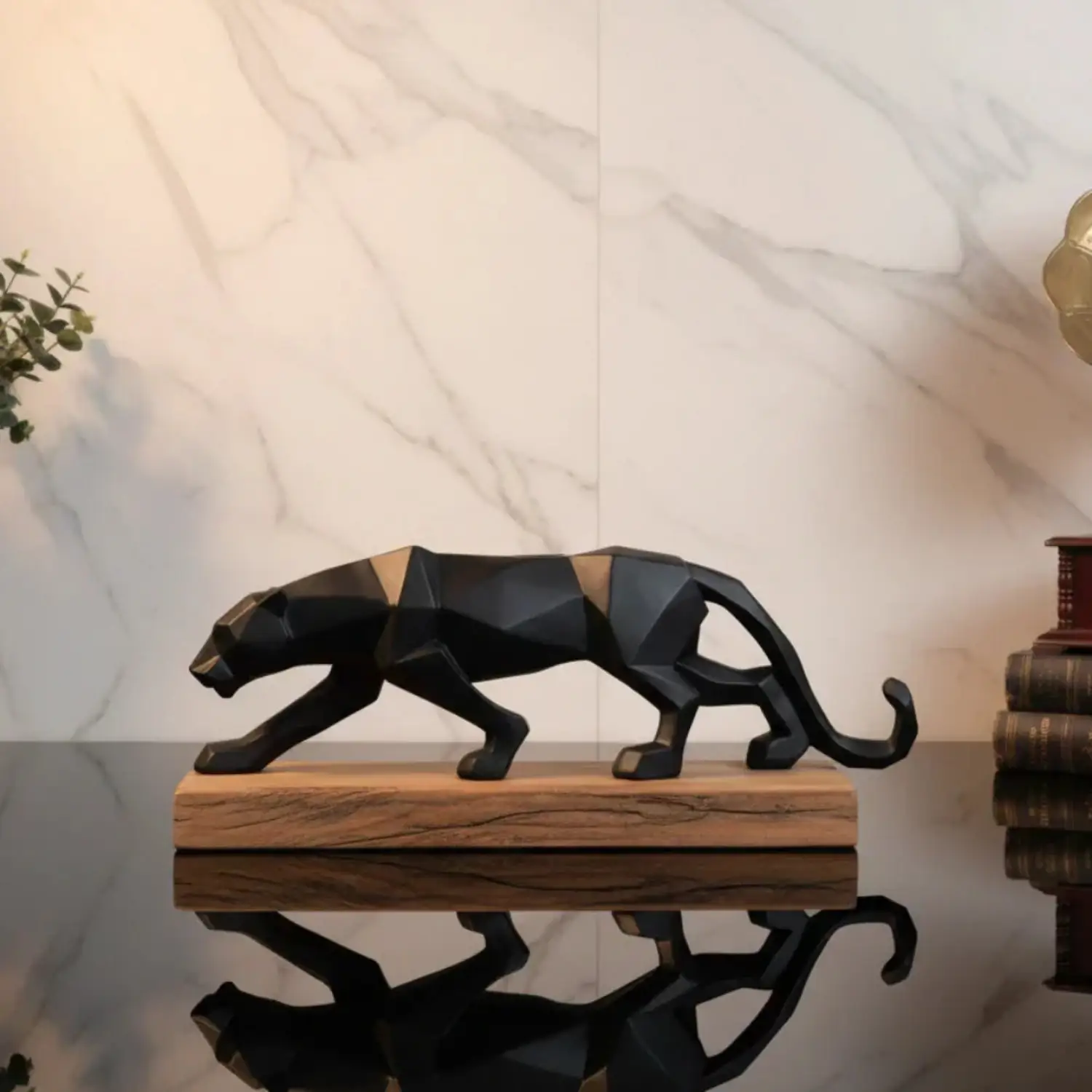 Geometric Panther Statue Small Faceted Decor for Modern Homes by House Of Avana