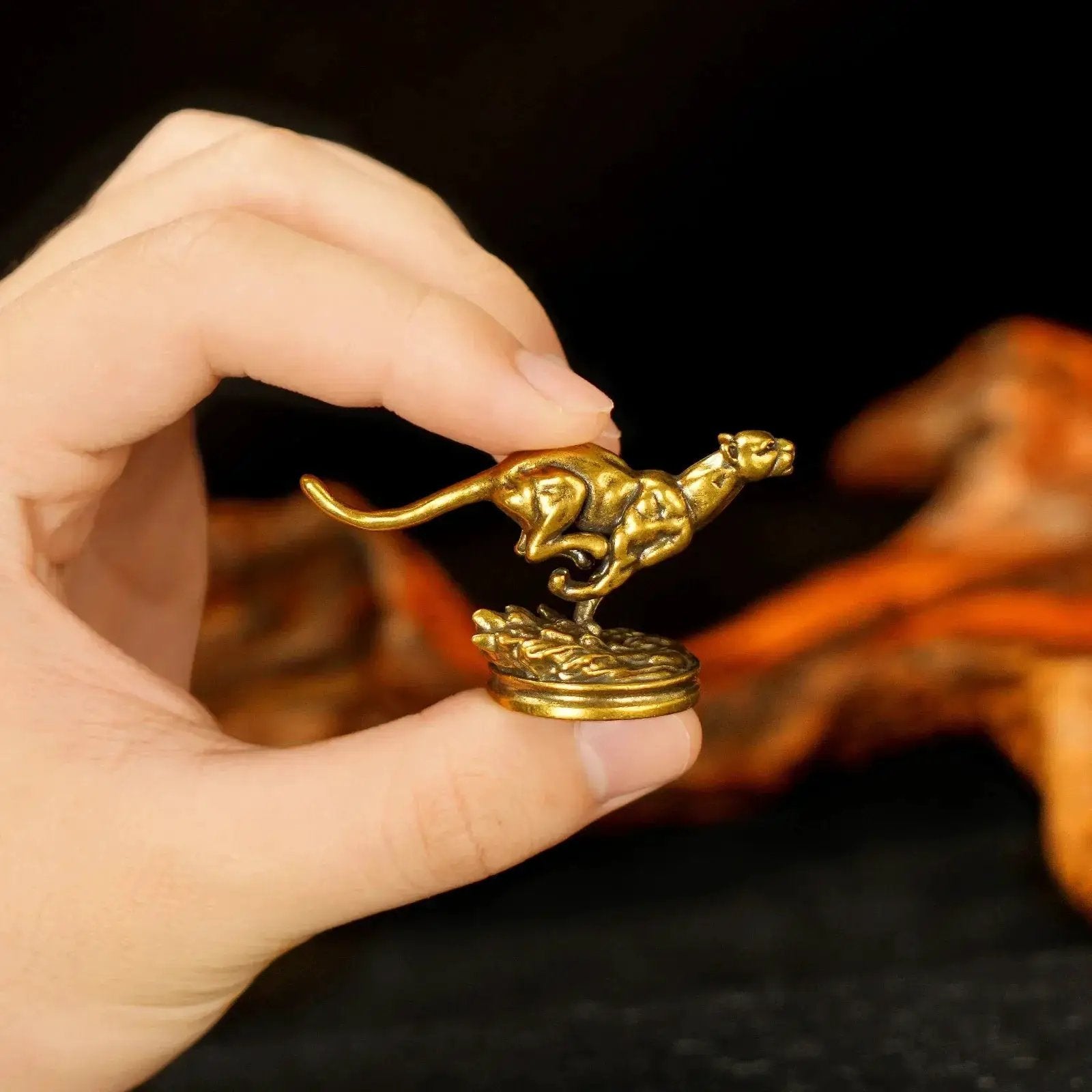Statue - Vintage Brass Cheetah Figurine by House Of Avana