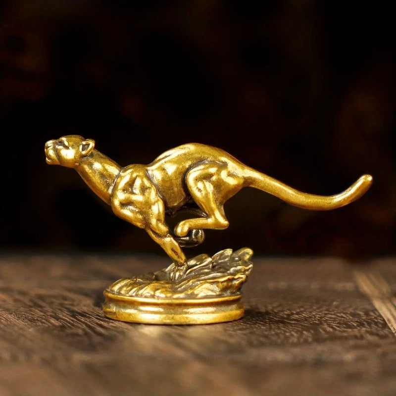 Statue - Vintage Brass Cheetah Figurine by House Of Avana