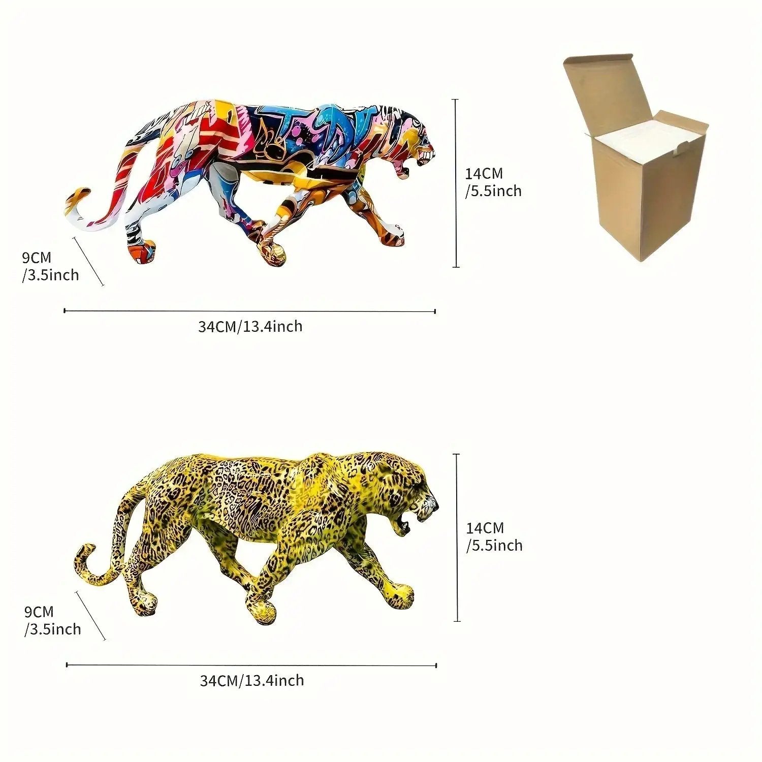 Colorful Leopard Figurine Decorative Animal Sculpture by House Of Avana