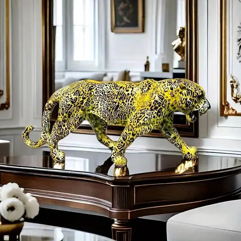 Colorful Leopard Figurine Decorative Animal Sculpture by House Of Avana