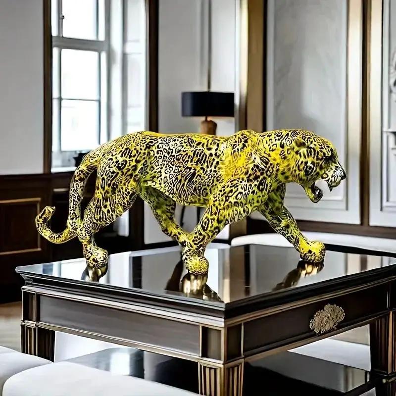 Colorful Leopard Figurine Decorative Animal Sculpture by House Of Avana