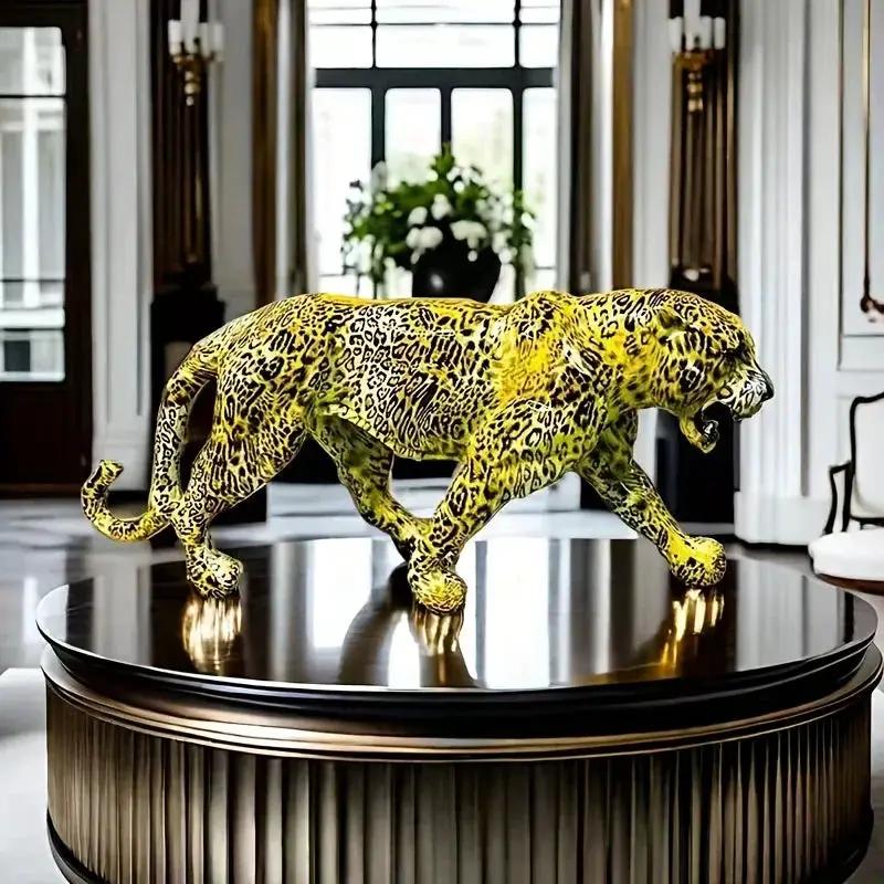 Colorful Leopard Figurine Decorative Animal Sculpture by House Of Avana