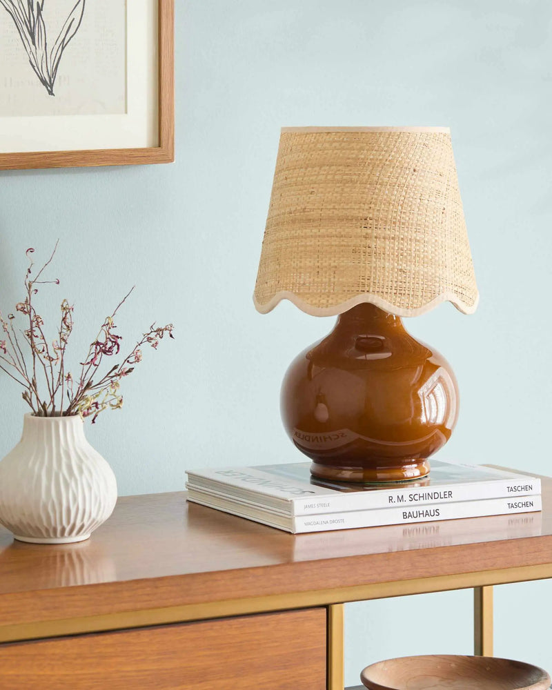 Wokila Tan Solid Ceramic Table Lamp by Boutique Rugs
