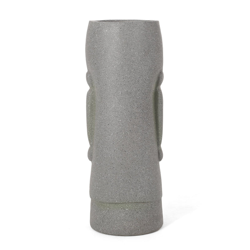 Stone Gray Flower Planter with Textured Cast Stone Finish - Tall, photo 10 of 13