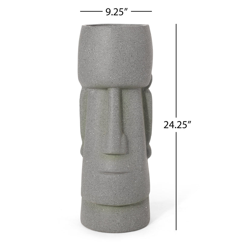 Stone Gray Flower Planter with Textured Cast Stone Finish - Tall, photo 5 of 13