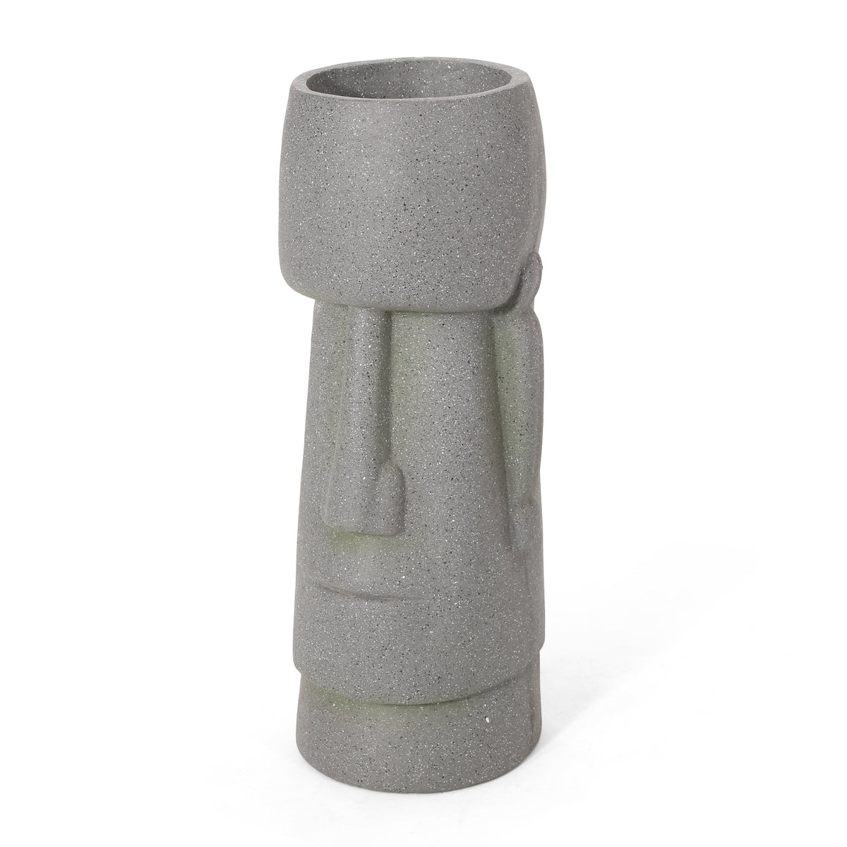 Stone Gray Flower Planter with Textured Cast Stone Finish - Tall, photo 6 of 13