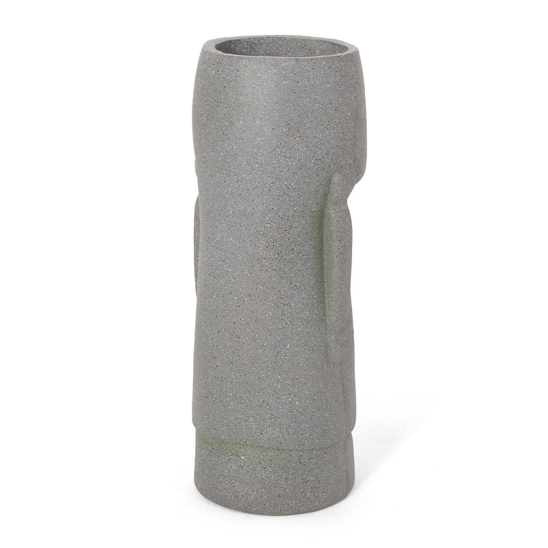 Stone Gray Flower Planter with Textured Cast Stone Finish - Tall, photo 7 of 13