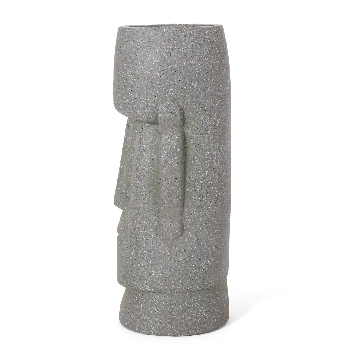 Stone Gray Flower Planter with Textured Cast Stone Finish - Tall, photo 8 of 13