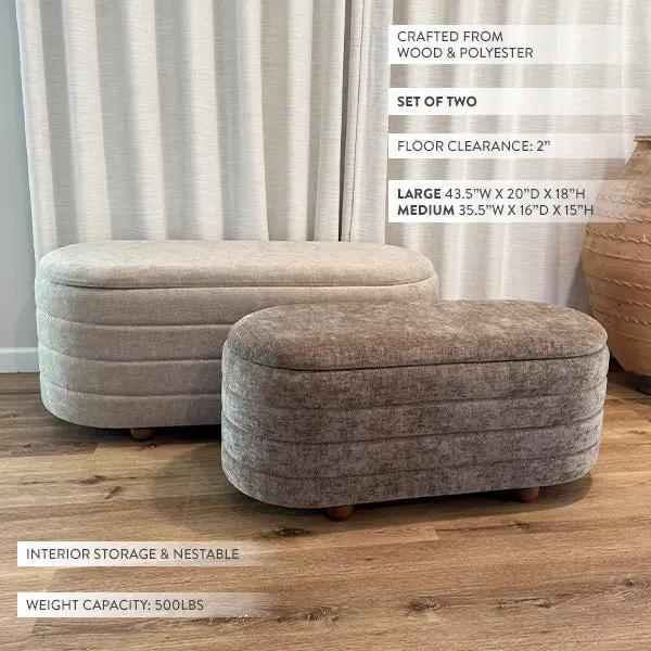 Upholstered Nesting Storage Bench, Set of 2 by Decor Steals