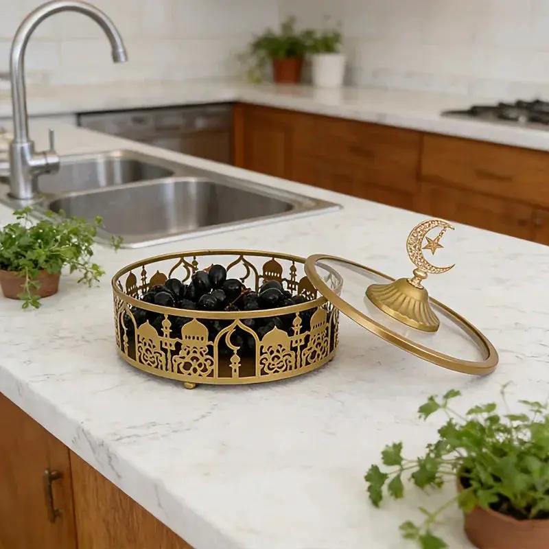 Storage Tray - Geometric Golden with Lid by House Of Avana