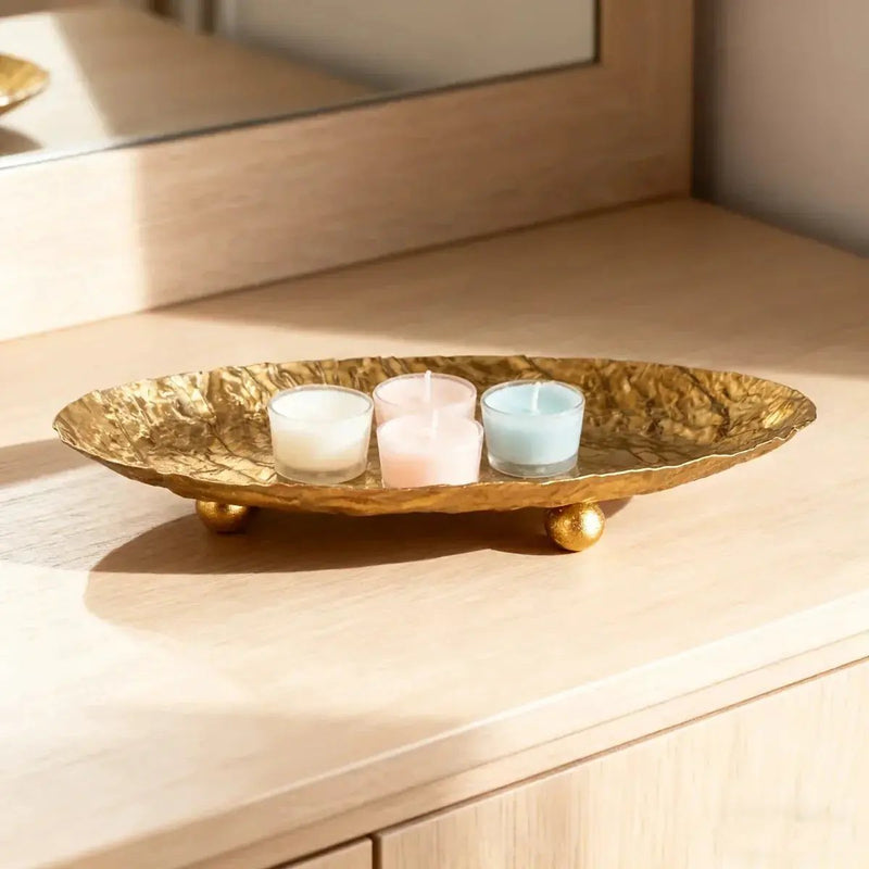 Storage Tray - Hammered Golden Metal by House Of Avana