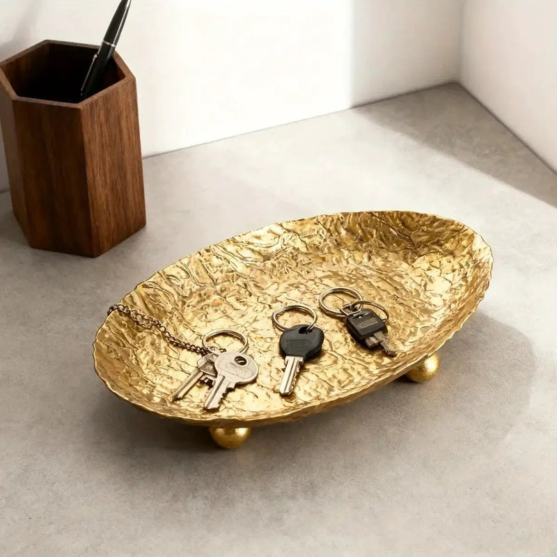 Storage Tray - Hammered Golden Metal by House Of Avana