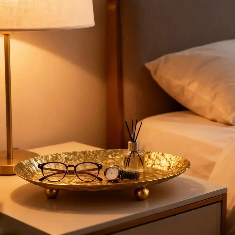 Storage Tray - Hammered Golden Metal by House Of Avana