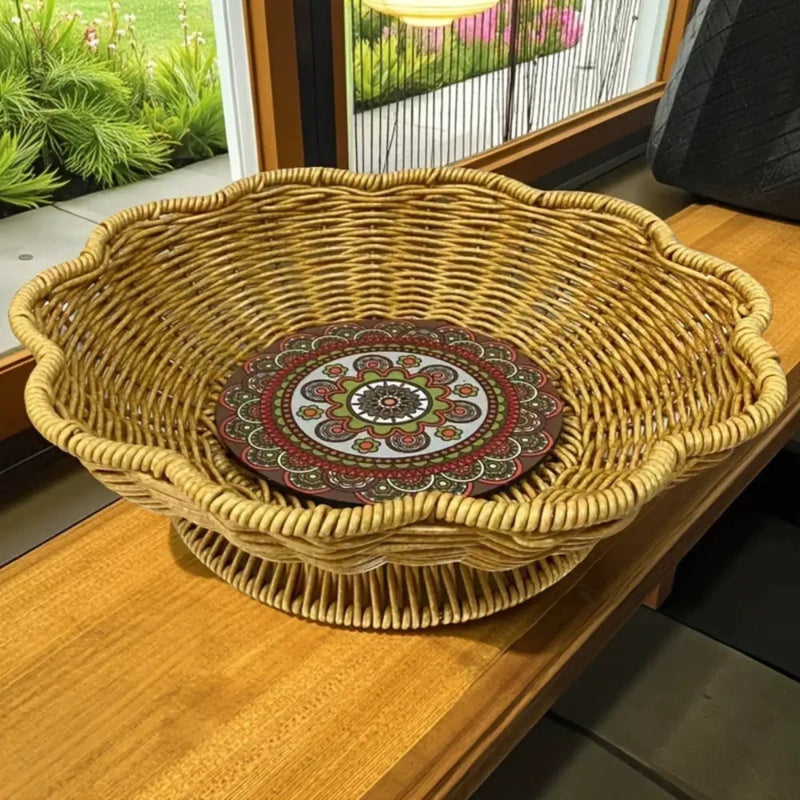 Storage Tray - Handwoven Bohemian Wooden by House Of Avana