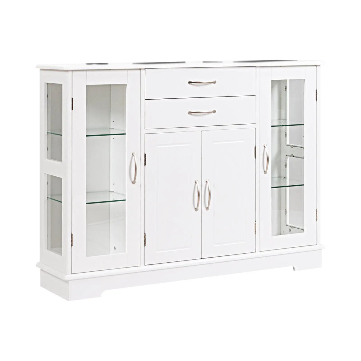 Sideboard Buffet Server Storage Cabinet with 2 Drawers and Glass Doors by DirectDeals