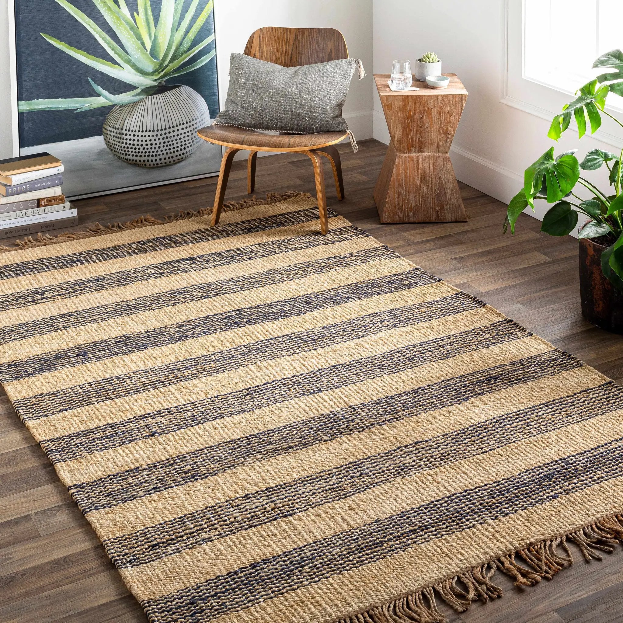 Stapleford Striped Jute Carpet - Clearance by Boutique Rugs