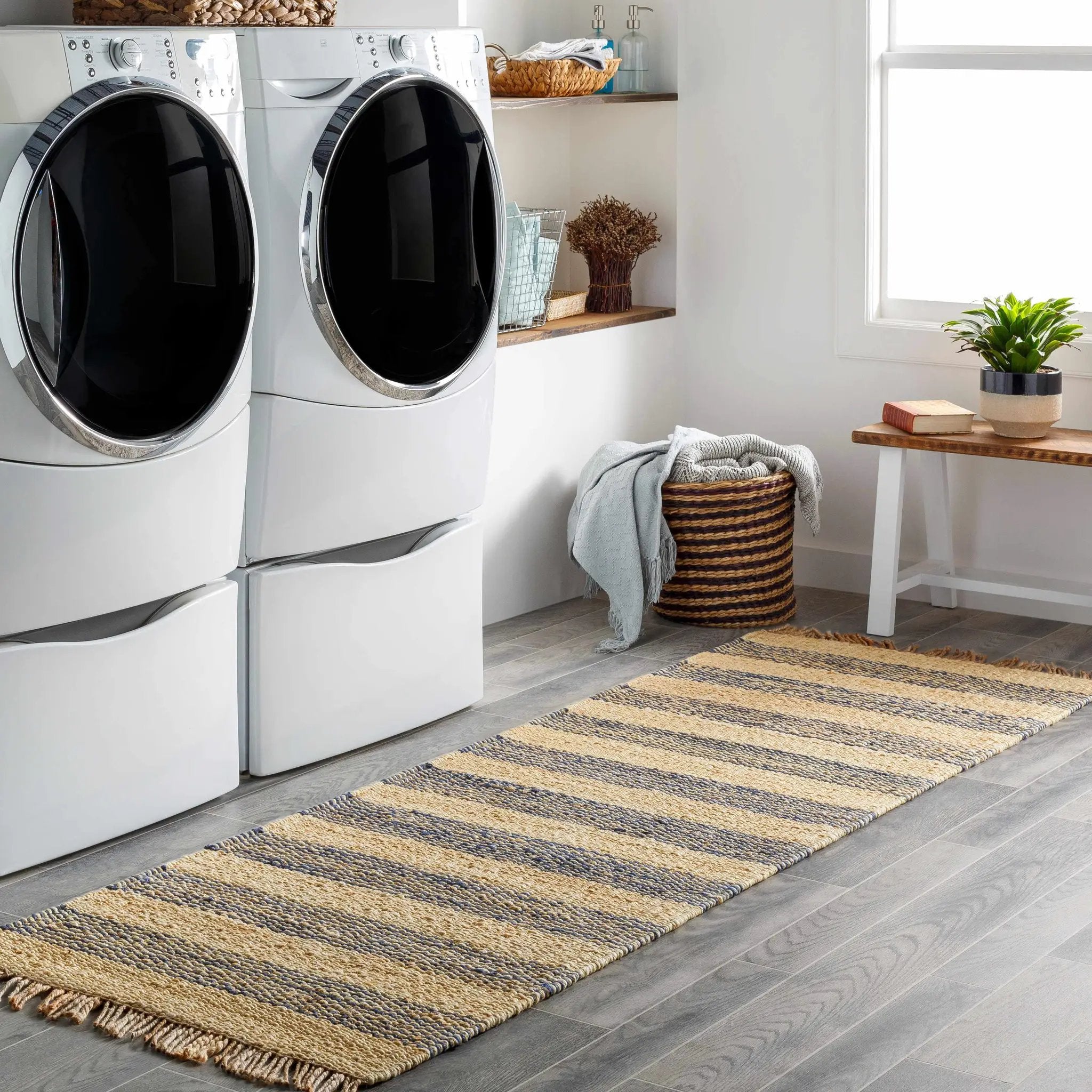 Stapleford Striped Jute Carpet - Clearance by Boutique Rugs