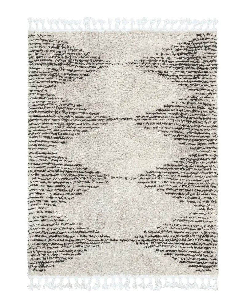 Shag Rug 5x8, Off White and Black Modern Contemporary Shag Area Rug, Moroccan Style Rug 5 x 8 ft, Medium Sized Rug, nuLoom Rug by Jewel Rugs