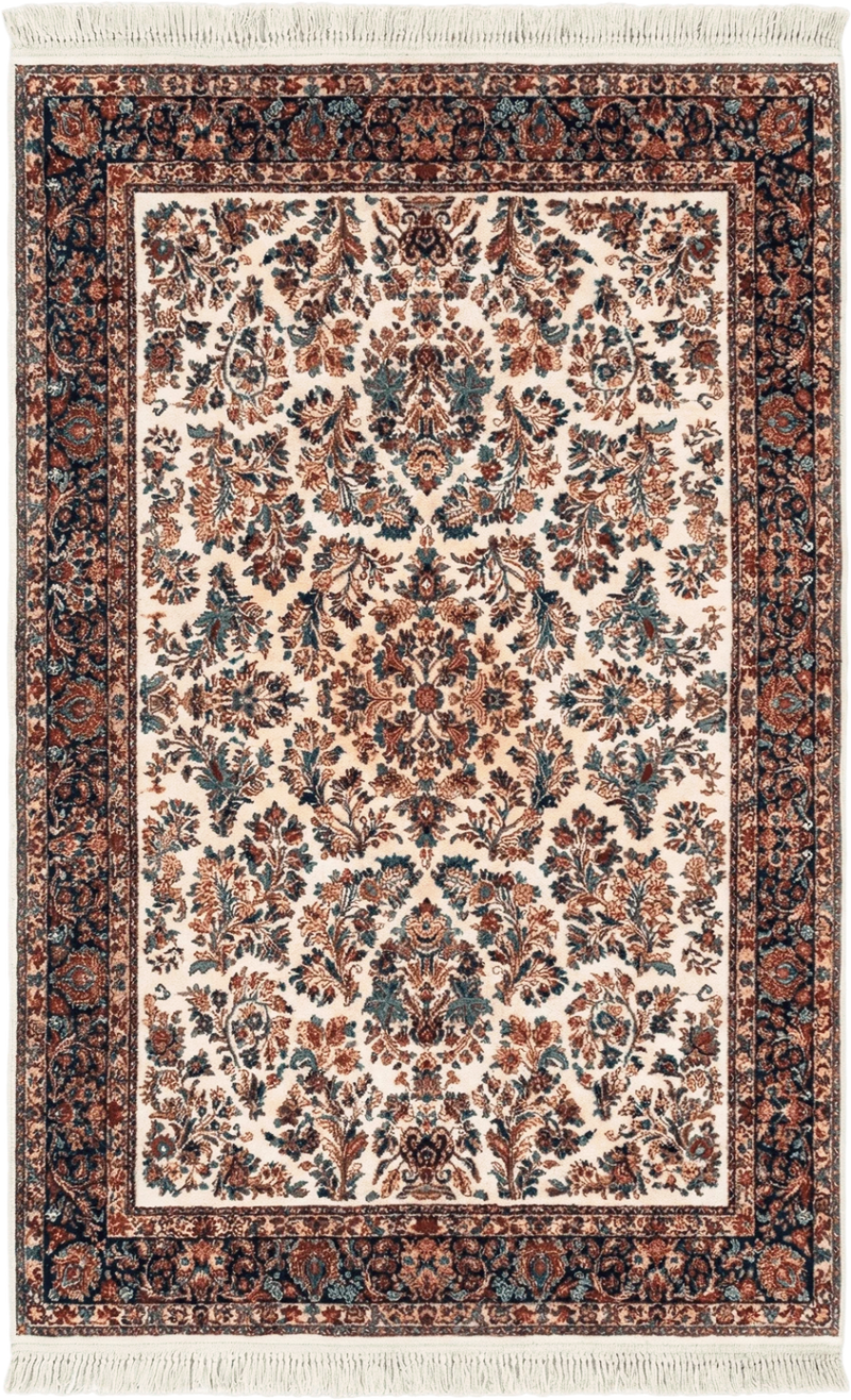 Karastan Rug 5.9 x 9 Ivory Sarouk #760, Vintage Wool Original Collection 700 Series, Discontinued by Jewel Rugs