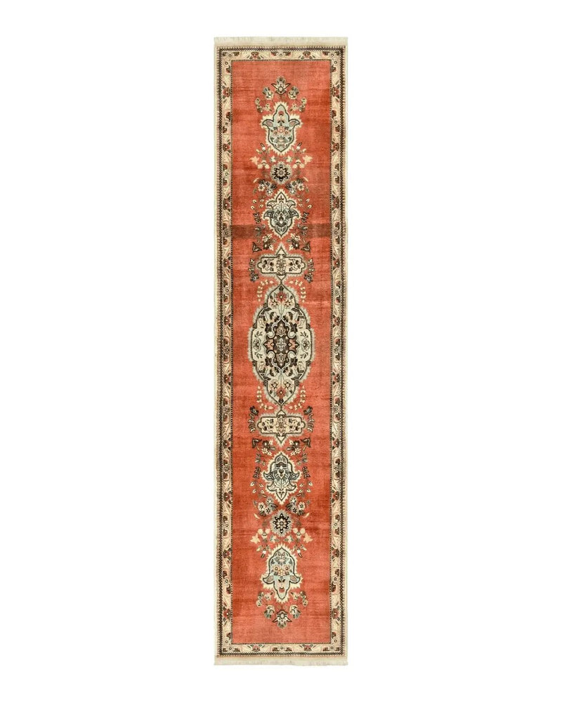Persian Tabriz Runner Rug 3 x 12, Open Field, Terracotta by Jewel Rugs
