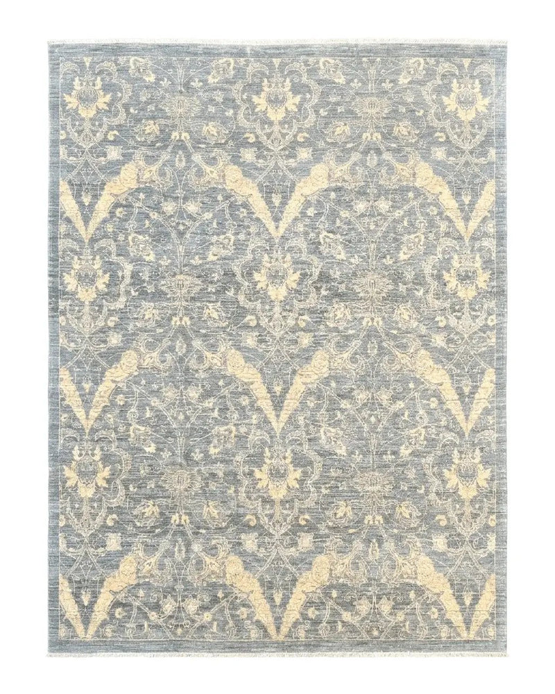 Contemporary Pakistani Rug 5 x 6.6, Handmade Floral Wool Rug, Spanish Pattern by Jewel Rugs
