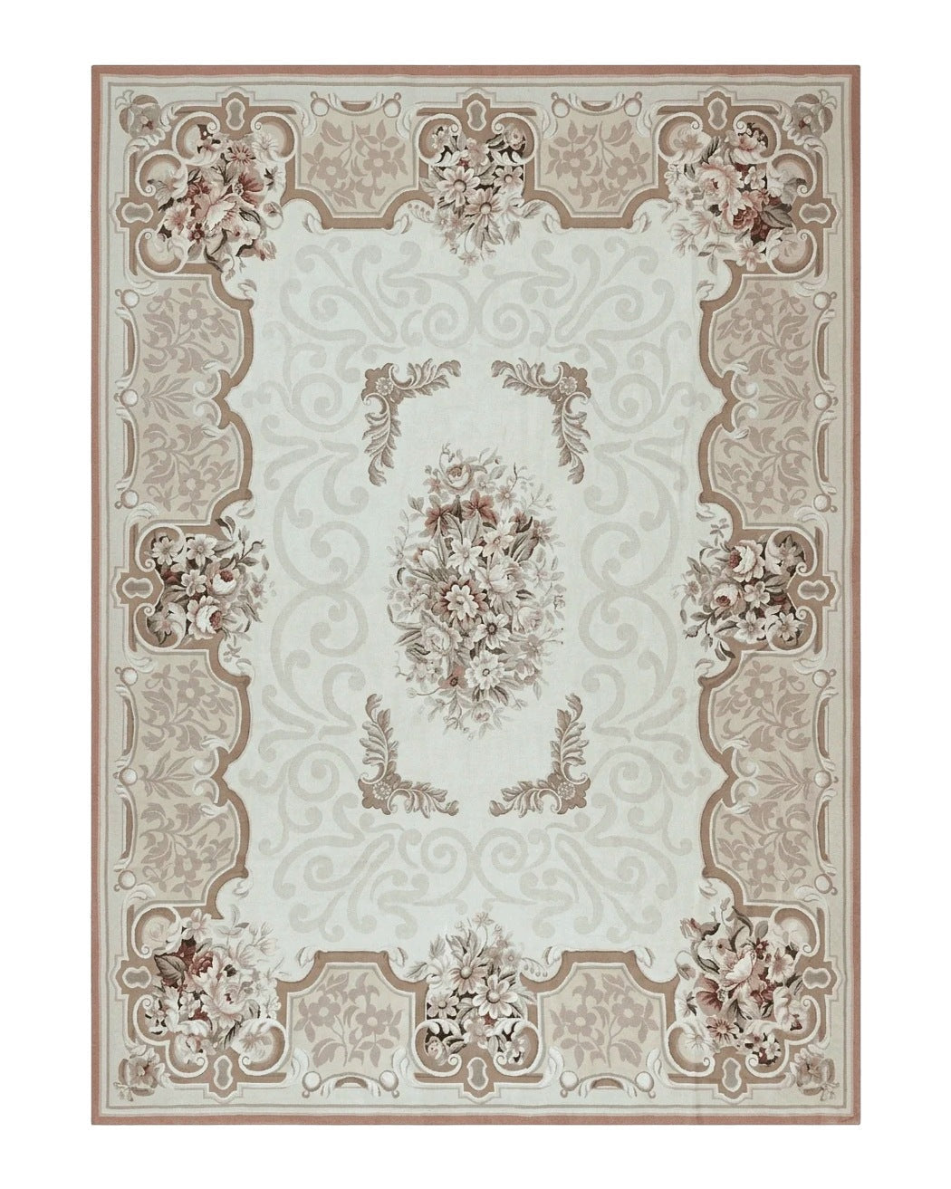 10x14 Aubusson Rug, Wool Handmade Vintage Carpet, French European Design, Elegant by Jewel Rugs
