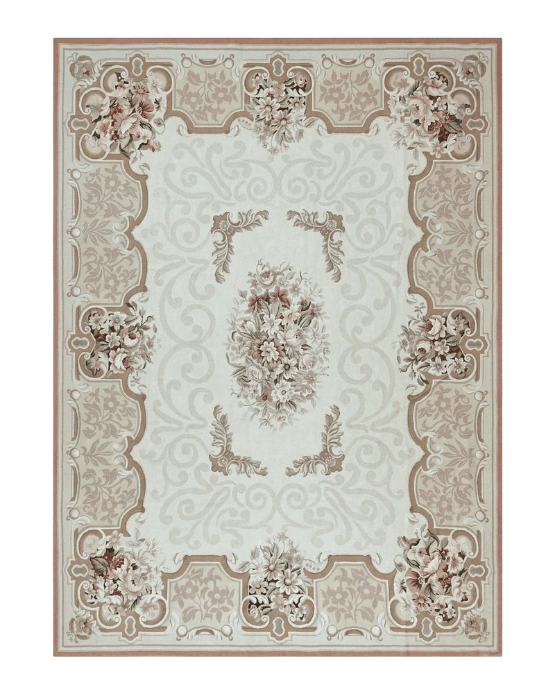 10x14 Aubusson Rug, Wool Handmade Vintage Carpet, French European Design, Elegant by Jewel Rugs