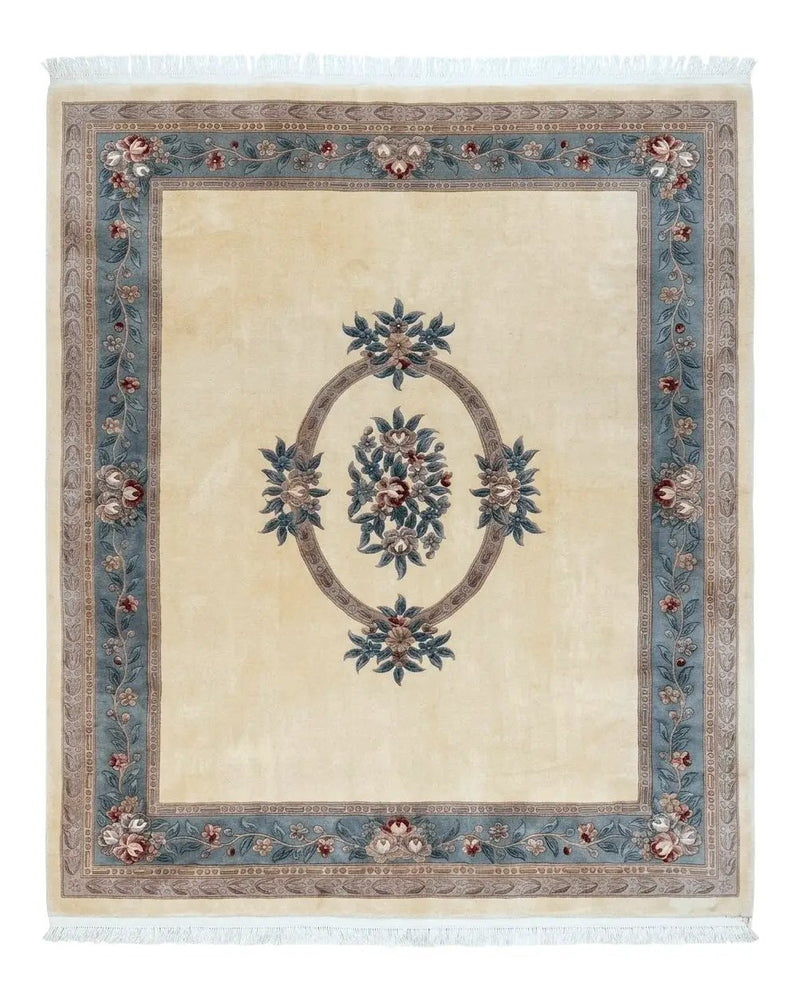 Chinese Carving Rug 8x10, Chinese Wool Carpet 8 x 10, Cream, 120 Line Rug, Vintage Handmade Art Deco Asian Oriental Rug, Aubusson Rug by Jewel Rugs