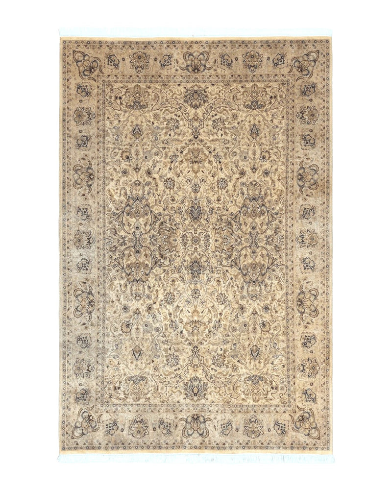 Pak Persian Rug 6x9, Vintage Handmade Wool Carpet, Floral, Beige by Jewel Rugs
