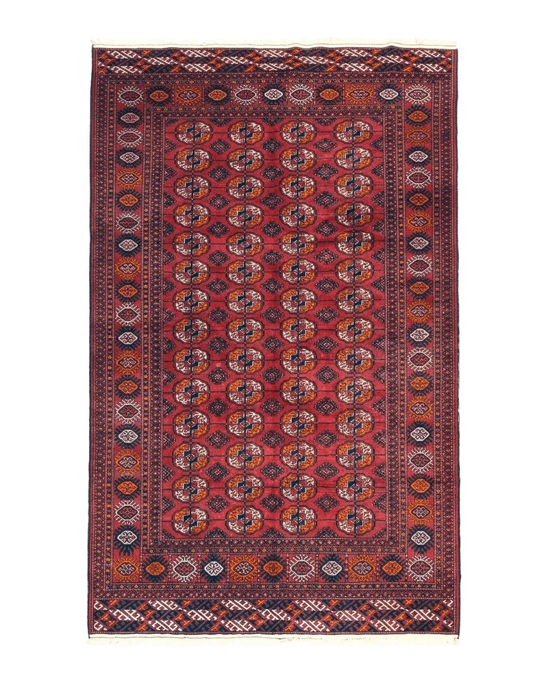 Antique Persian Turkoman Bokhara Rug 7x11, Tribal Rug, Red by Jewel Rugs