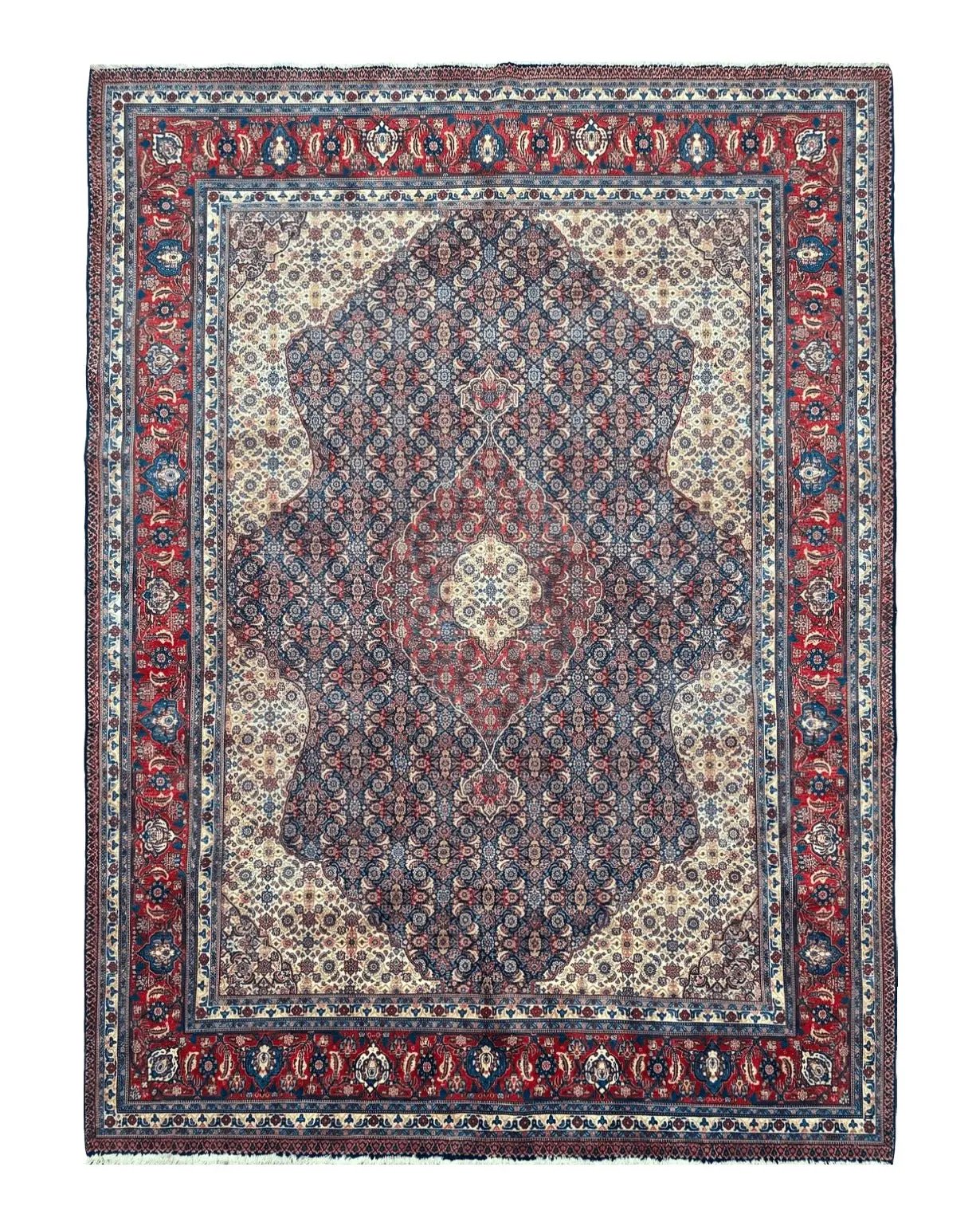 Persian Tabriz Rug 11x14 Navy Blue Herati Wool Carpet by Jewel Rugs