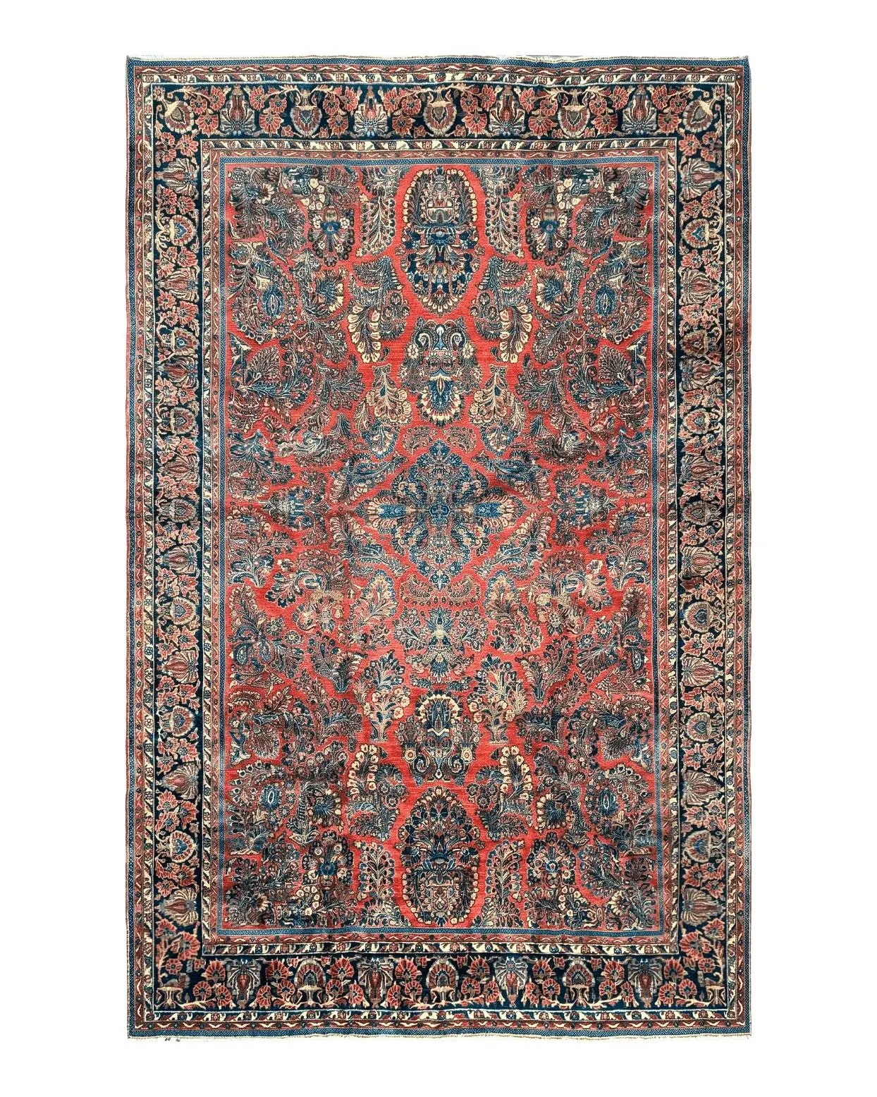 Palace Size Persian Sarouk Rug 10x16, Rare Size, Red, Large Antique Persian Carpet by Jewel Rugs