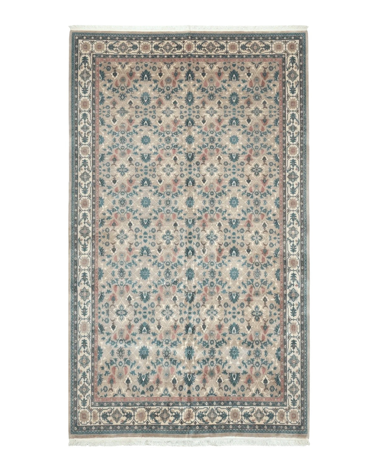 Palace Size Wool Rug 10x18, Sino Persian Kerman Rug, Oversized Hand Knotted Carpet, Light Taupe, Allover Pattern by Jewel Rugs