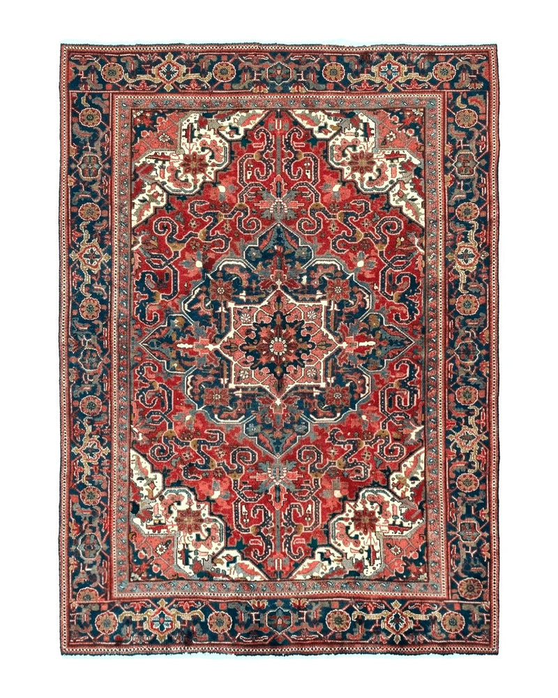 Persian Heriz Rug 6.6 x 9, Geometric Wool Persian Carpet by Jewel Rugs