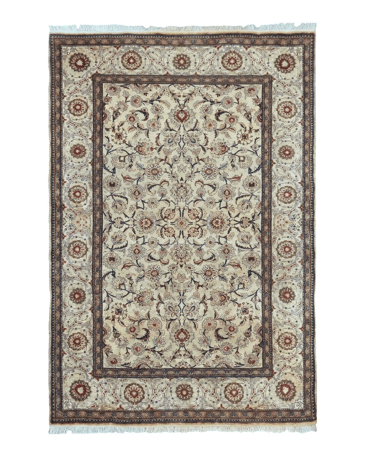 Persian Kashan Rug 5x7, Beige, Fine 250 KPSI by Jewel Rugs