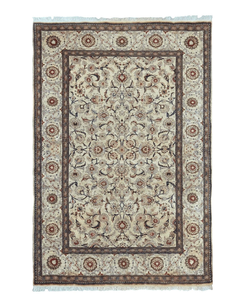 Persian Kashan Rug 5x7, Beige, Fine 250 KPSI by Jewel Rugs