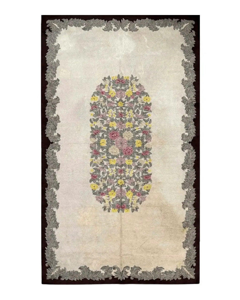 Palace Size American Hooked Rug 11x20 Aubusson Style Ivory by Jewel Rugs