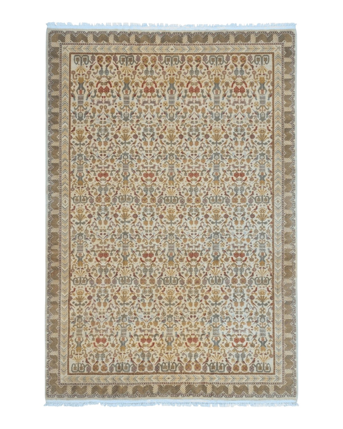 Large Spanish Portuguese Rug 9x15, Beige, Vintage, Allover Pattern, Wool by Jewel Rugs