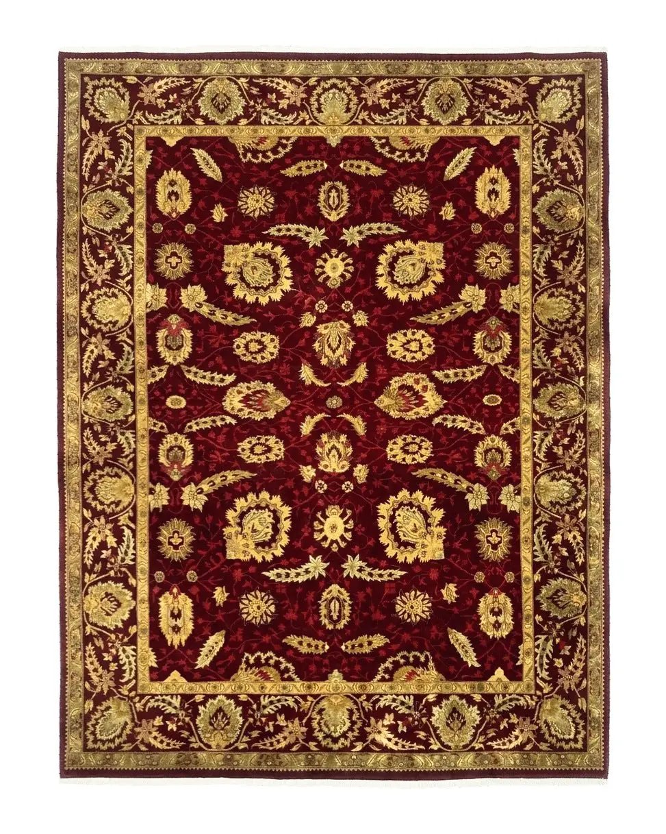 Indo Mahal Rug 9x12, Allover Pattern, Dark Red, Traditional Wool Area Rug by Jewel Rugs