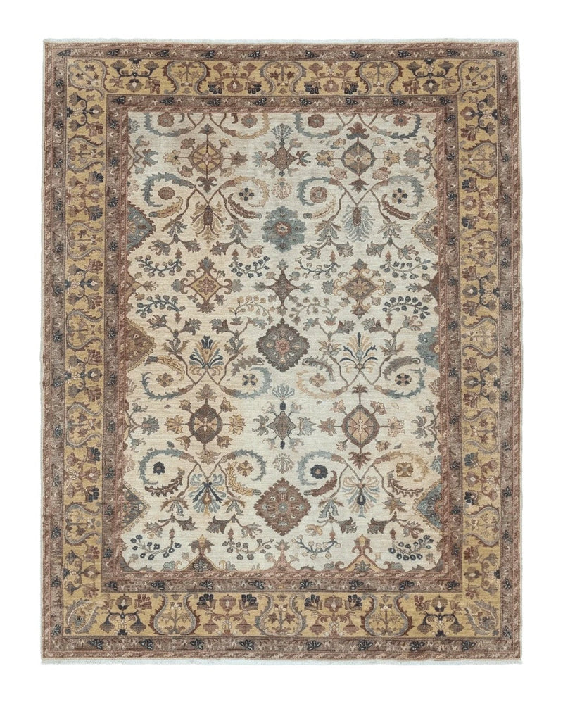 Egyptian Rug 9x12, Mahal Sultanabad Carpet, Handmade Wool Rug, Oatmeal Color by Jewel Rugs