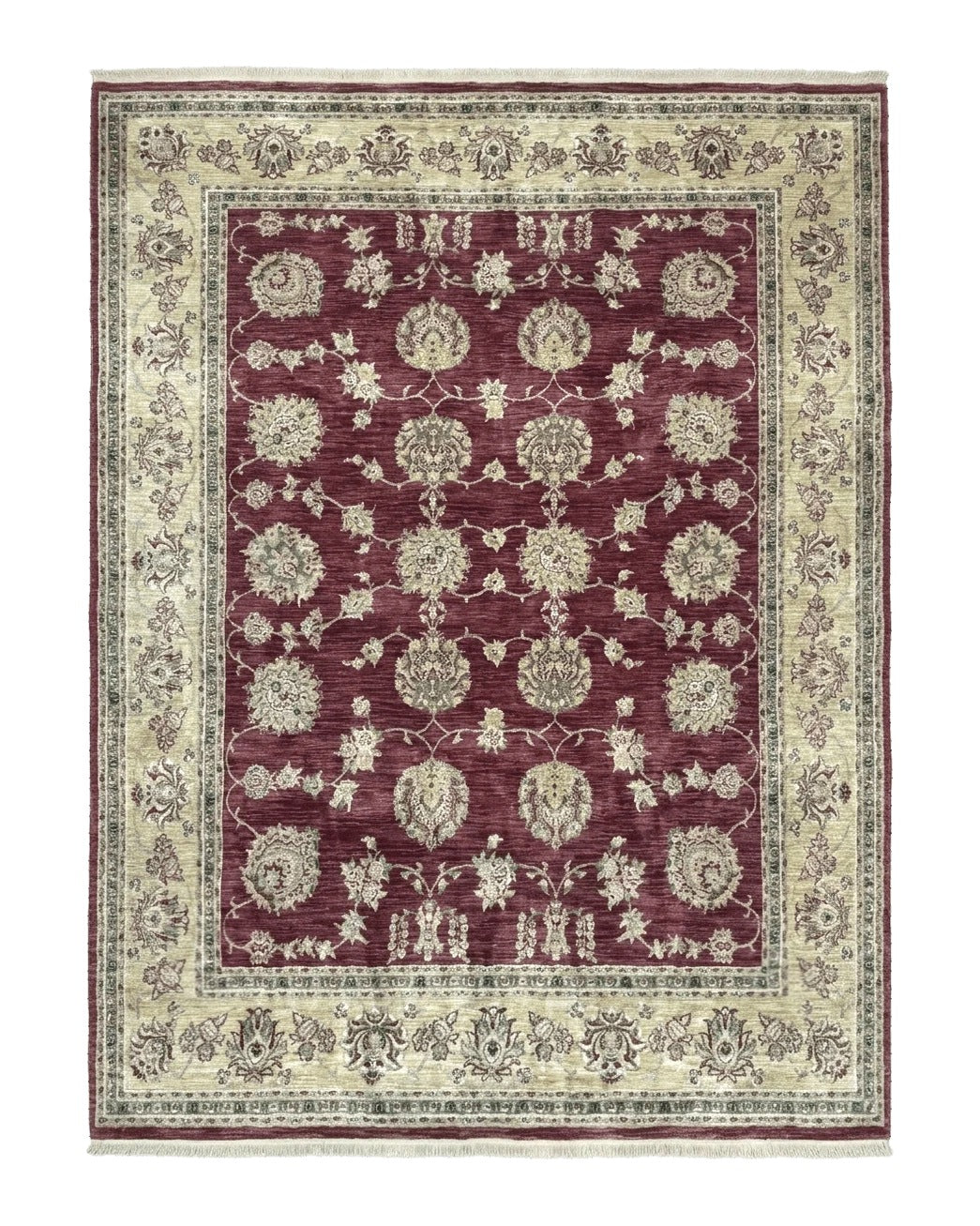 Traditional Wool Oriental Rug 9x13, Large Power Loomed Carpet, Burgundy by Jewel Rugs
