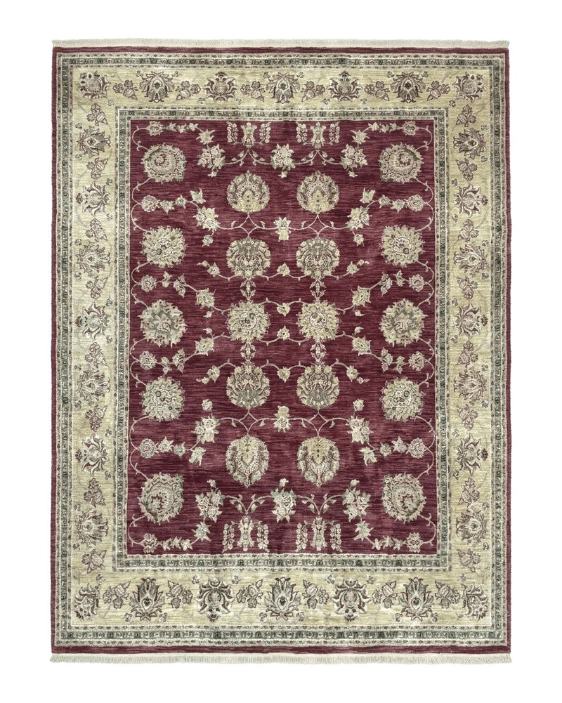 Traditional Wool Oriental Rug 9x13, Large Power Loomed Carpet, Burgundy by Jewel Rugs