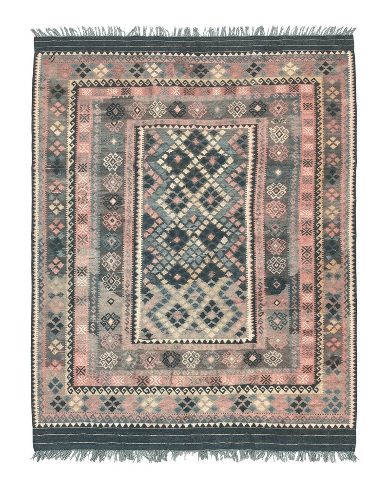 Persian Kurdish Kilim Rug 8x10, Large Flatweave Tribal Bohemian Rug, Vintage Zarand Kilim by Jewel Rugs