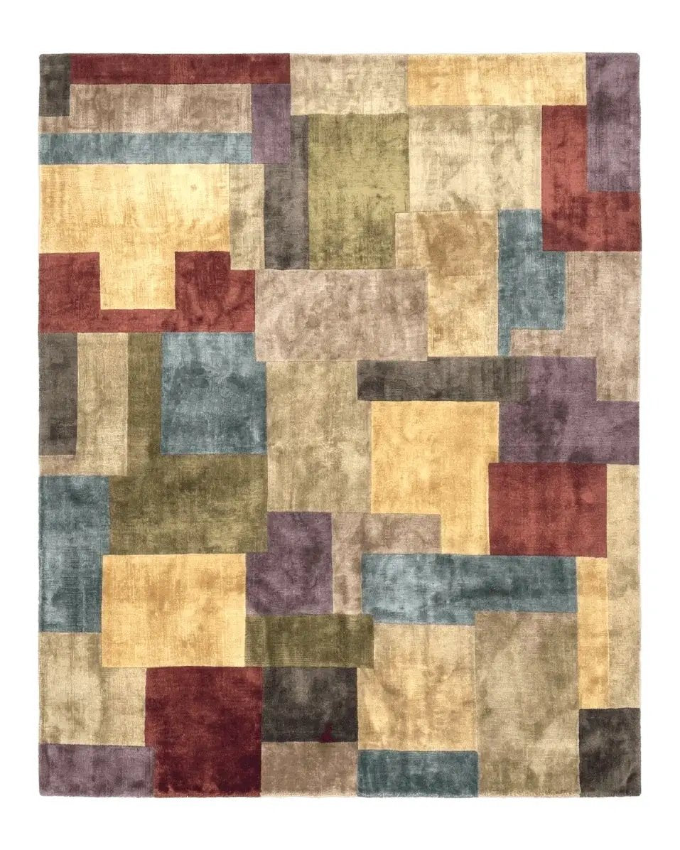 Modern Tibetan Wool Rug 8x10, Multicolor, Thick Pile, Contemporary, Nepali, Handmade by Jewel Rugs
