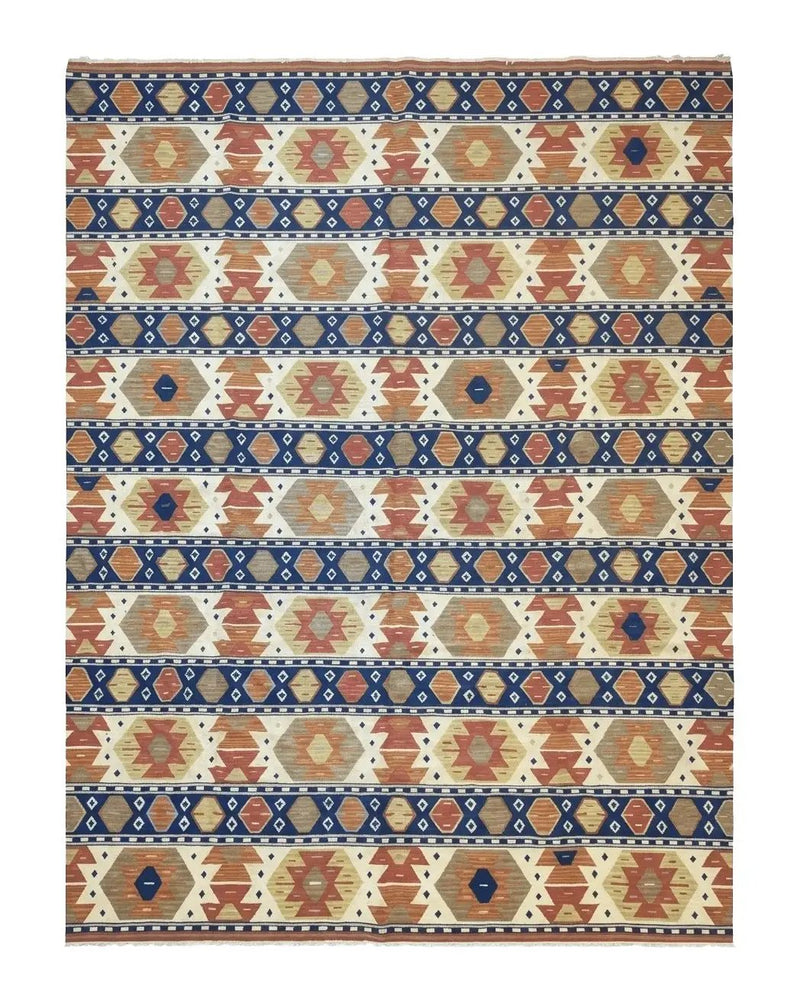 Turkish Kilim Rug 8x11, Handmade, Wool, Nourison Rug by Jewel Rugs